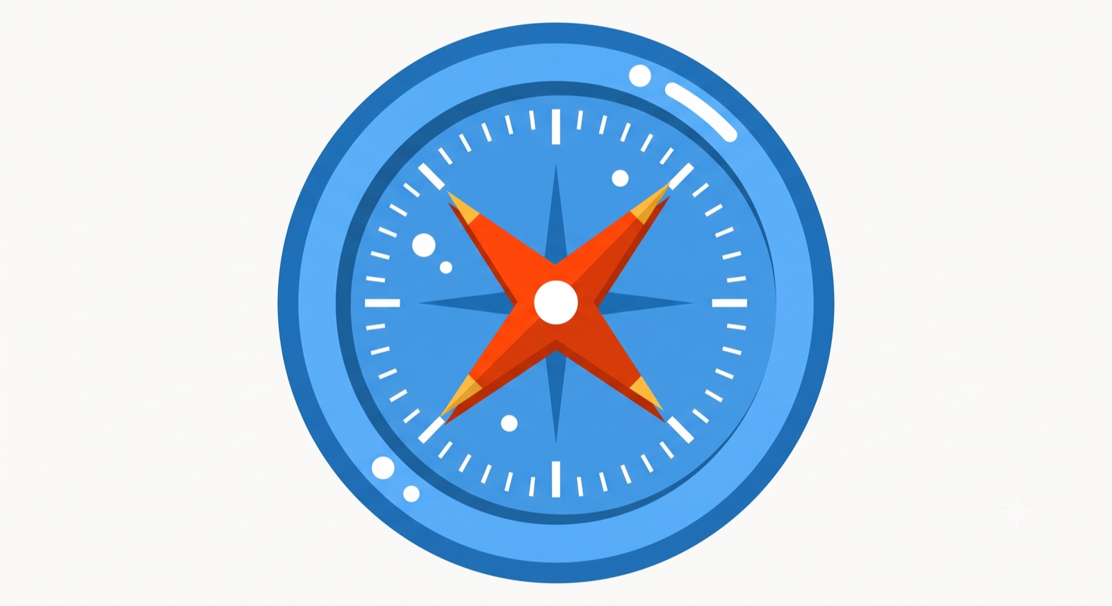 Flat illustration of a compass on a cream background