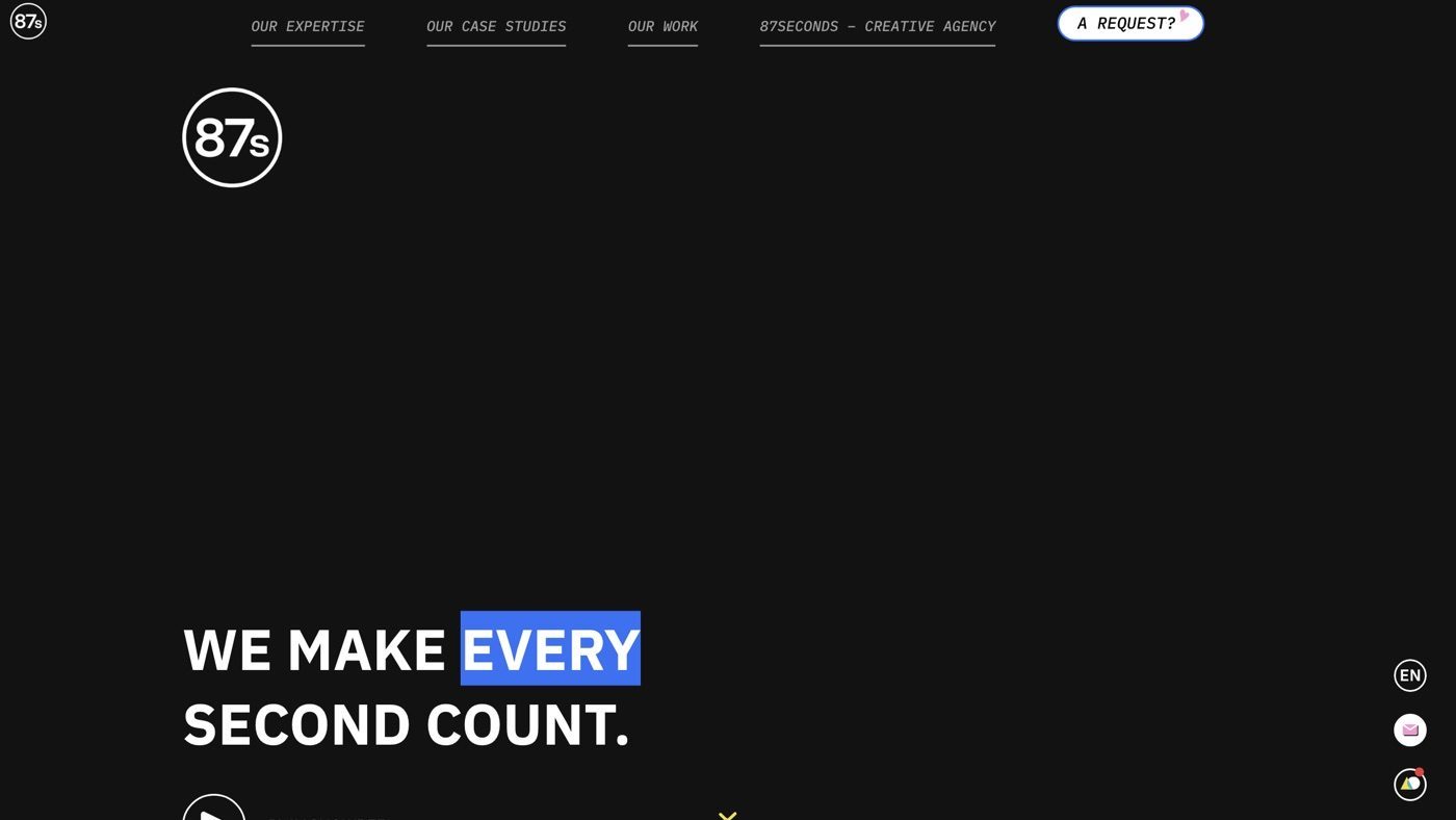 87seconds homepage screenshot