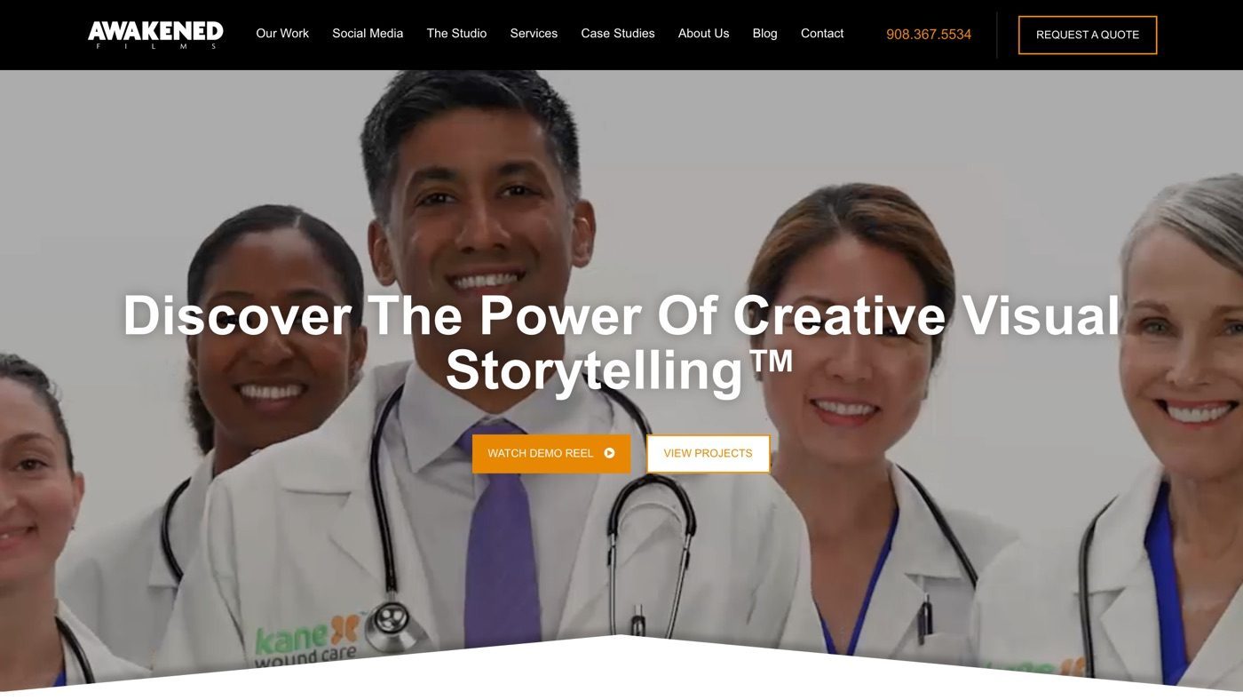Awakened Films homepage screenshot