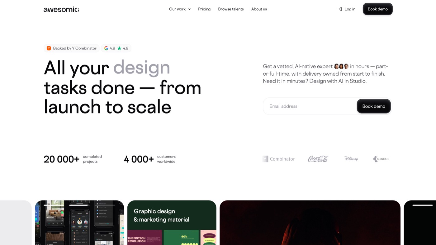 Awesomic homepage screenshot