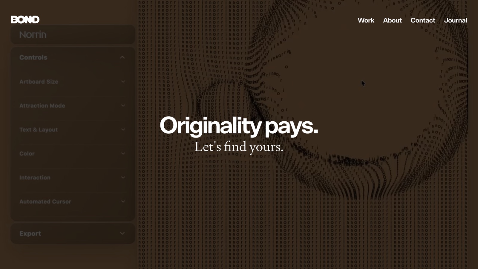 Bond homepage screenshot