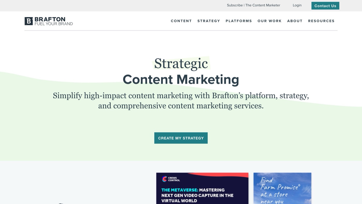 Brafton homepage screenshot