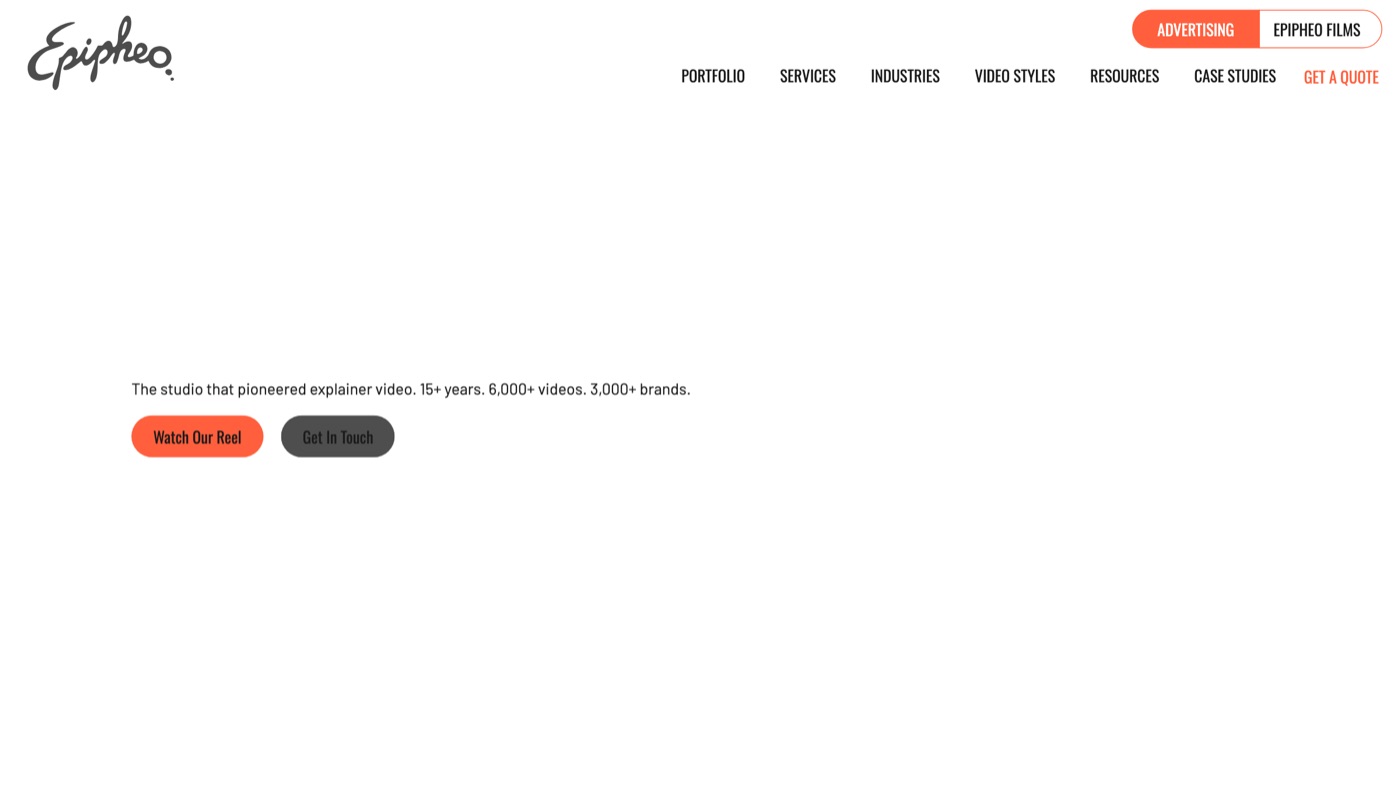 Epipheo homepage screenshot