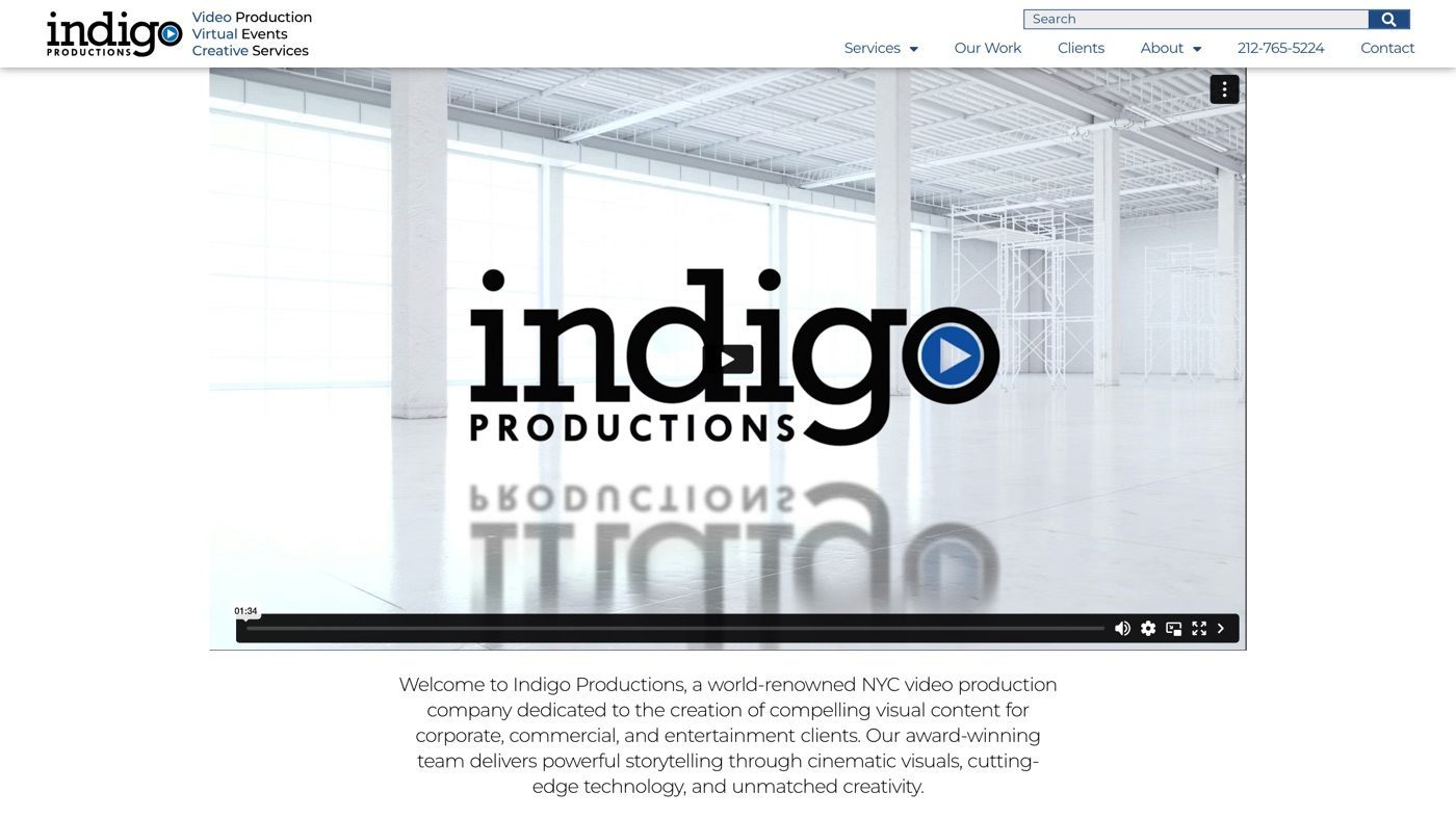 Indigo Productions homepage screenshot