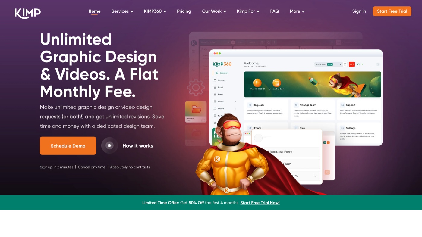 Kimp homepage screenshot