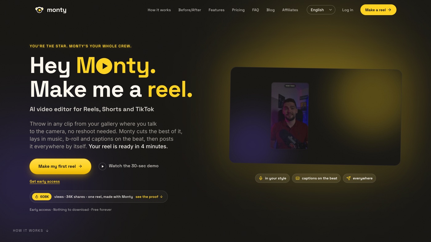 Monty homepage screenshot