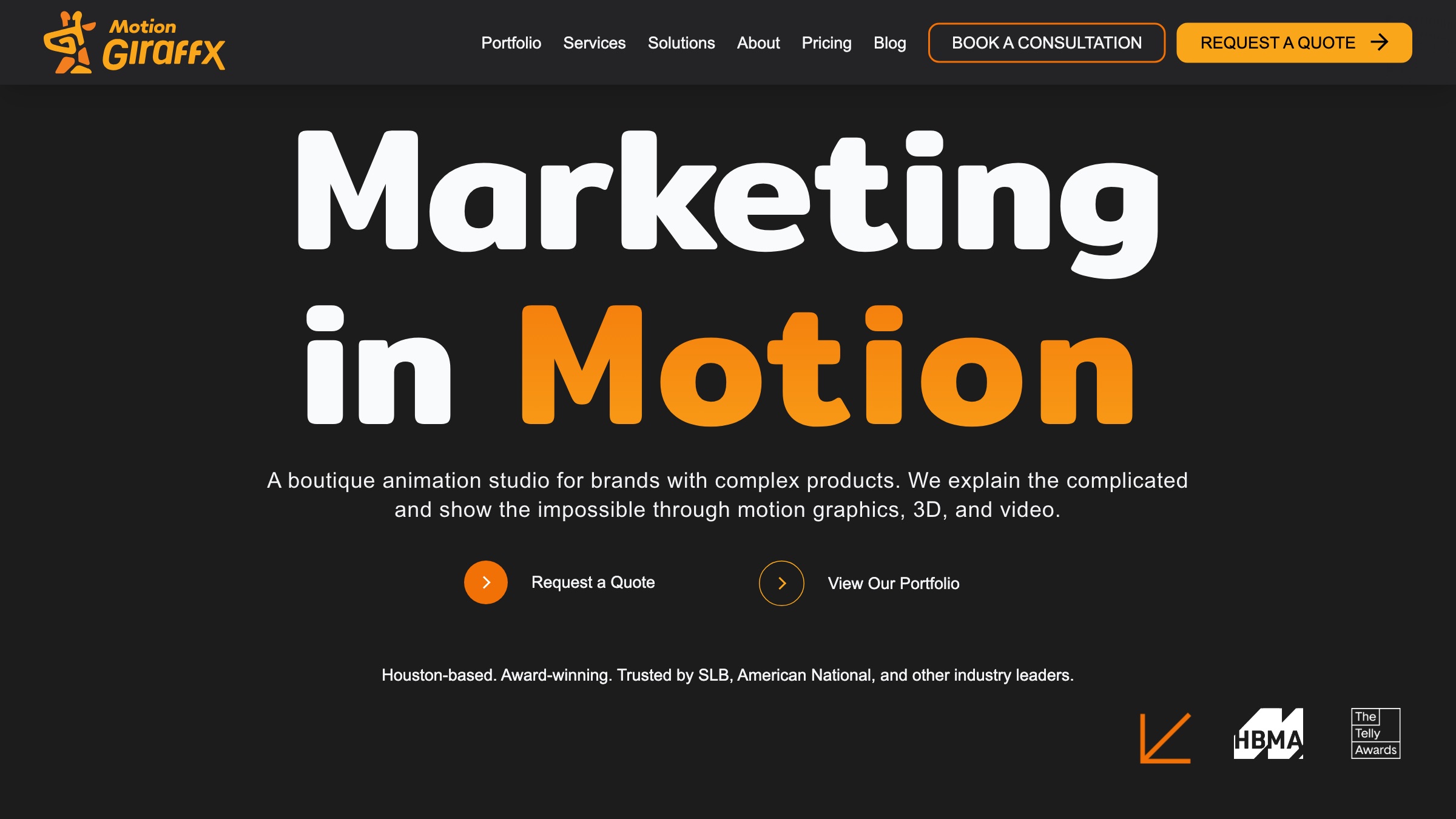 Motion Giraffx homepage screenshot