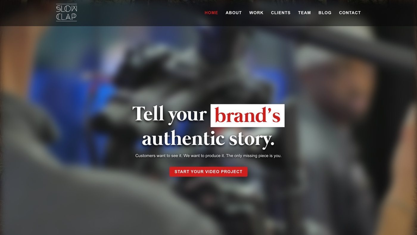 Slow Clap homepage screenshot