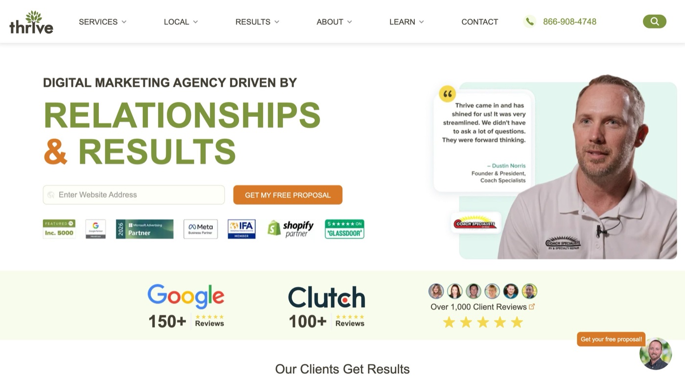 Thrive Internet Marketing Agency homepage screenshot