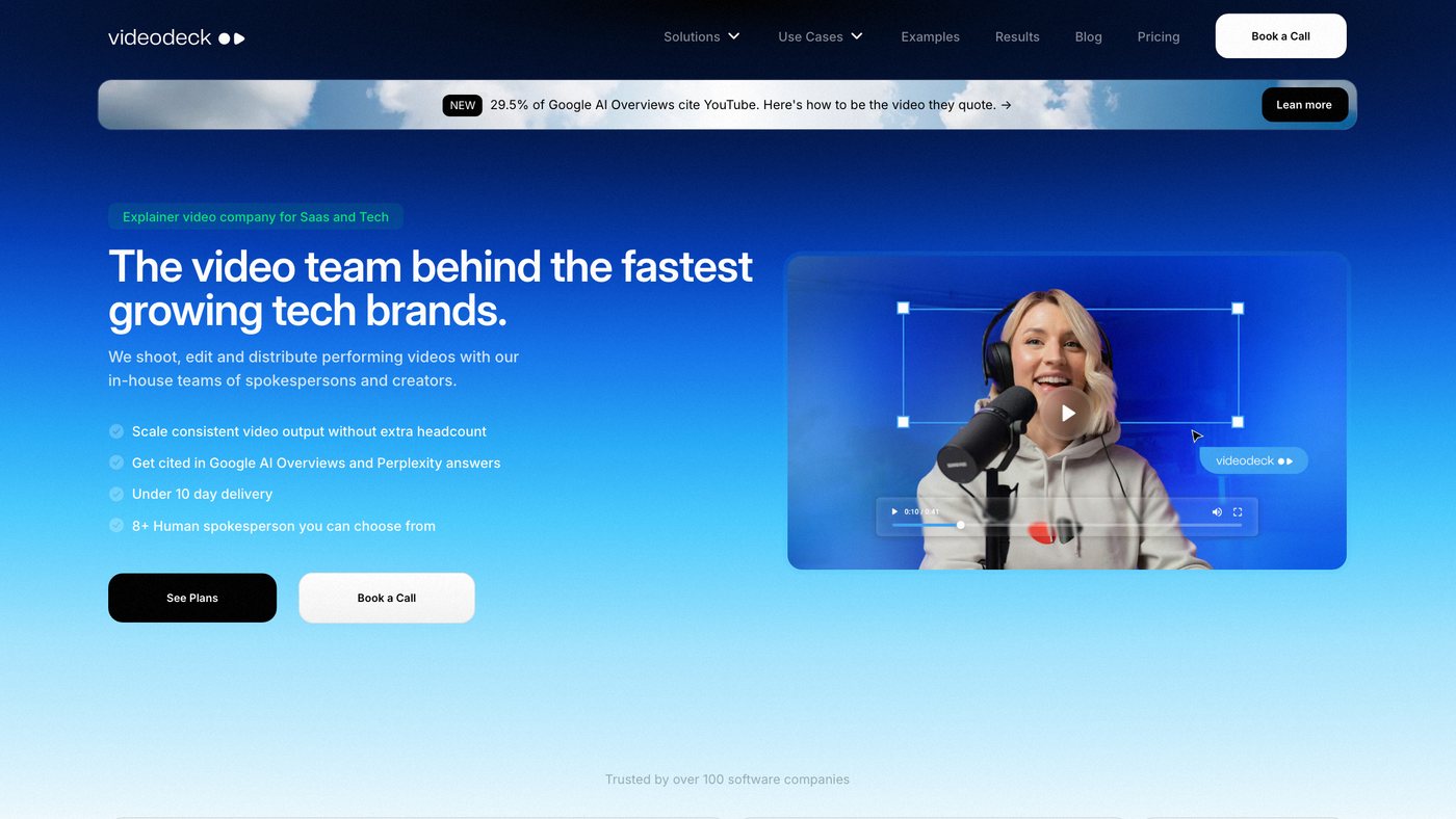 Videodeck homepage screenshot