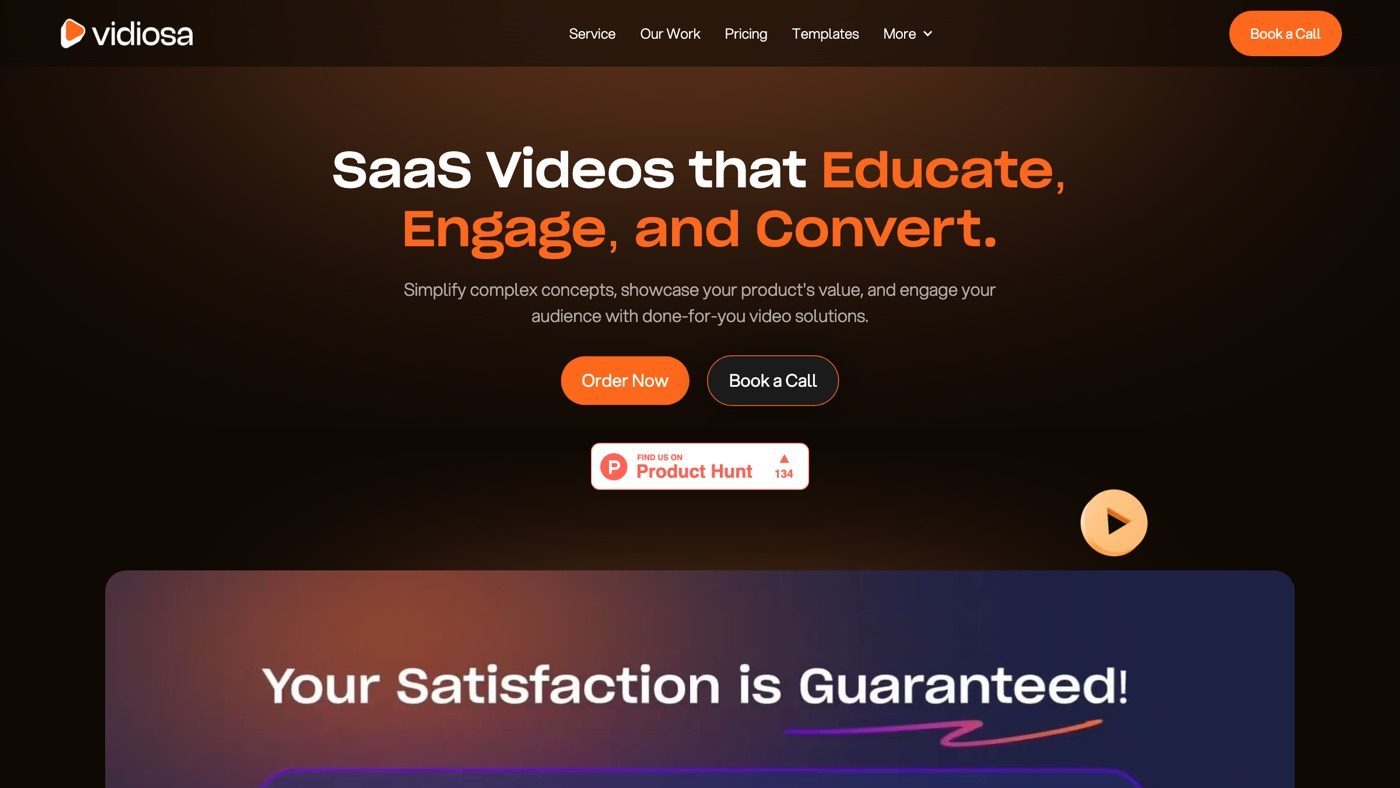 Vidiosa homepage screenshot
