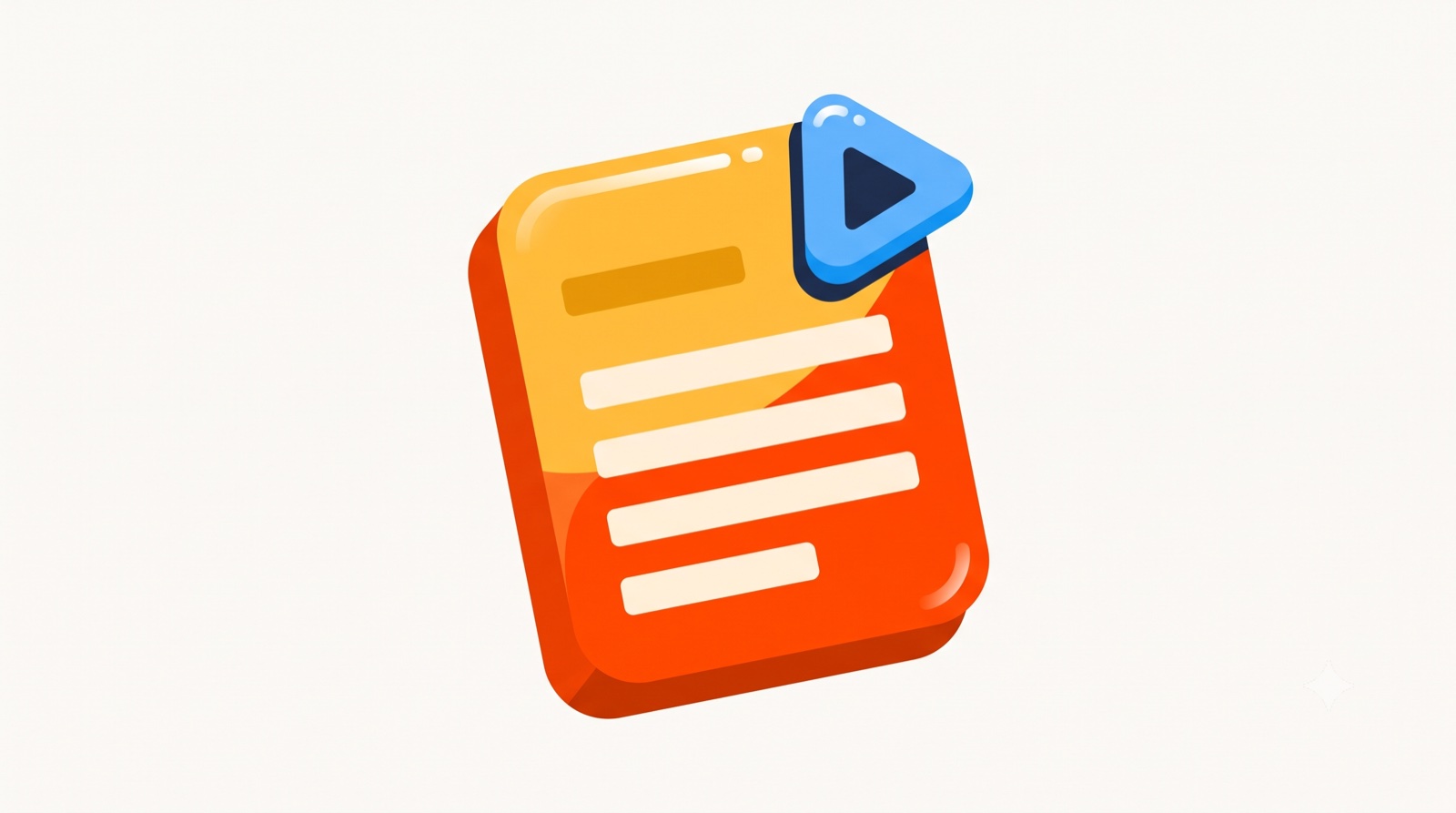 Script page with a play button, for writing an explainer video script