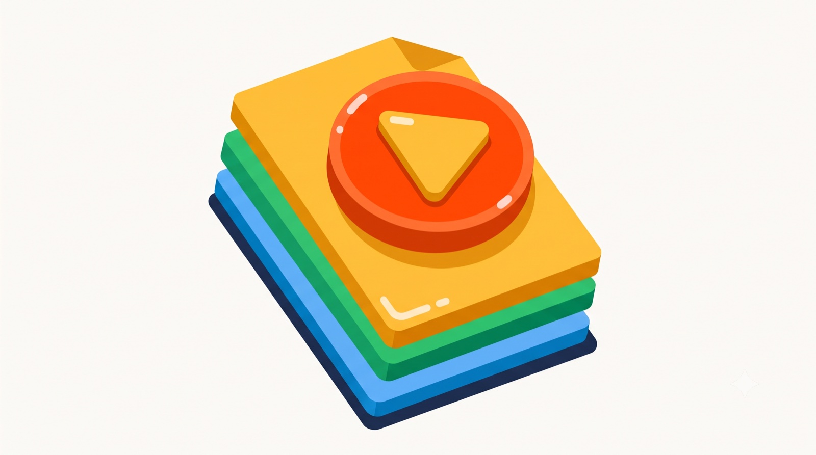 Stack of lesson cards with a play button, for creating training materials