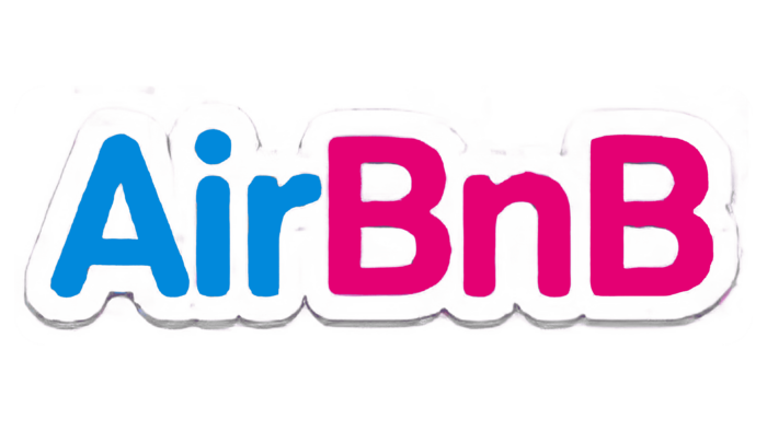 Airbnb's earlier AirBed and Breakfast identity, a blue rounded wordmark