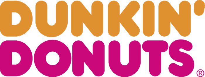 The pre-2018 Dunkin Donuts logo, orange Dunkin over magenta Donuts