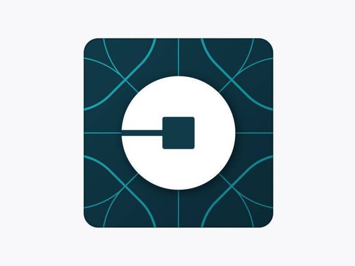Uber's 2016 bit and atom app icon, a circle inside a square on a patterned ground