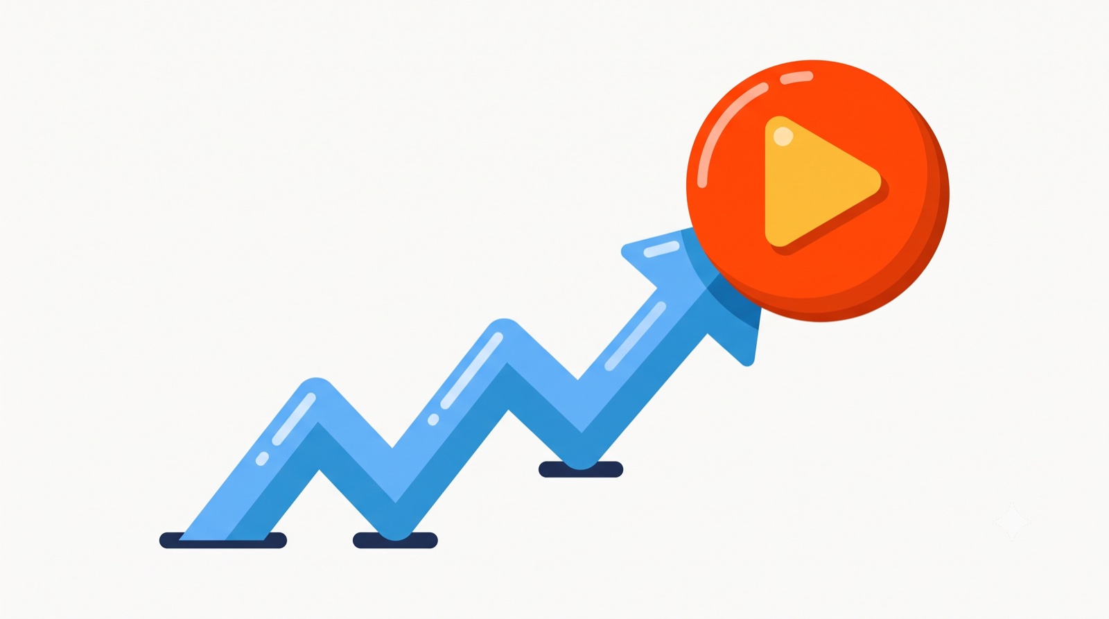 Arrow rising toward a play button, for video marketing trends